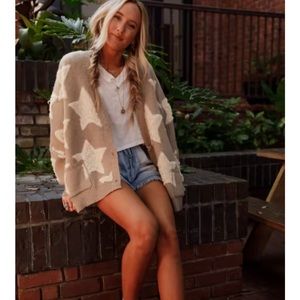 Three Bird Nest Beige Star Cardigan